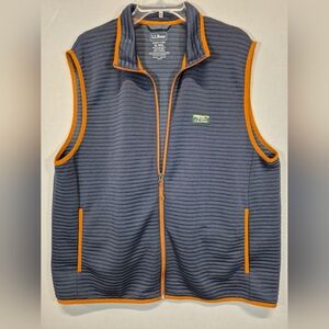 L.L.Bean Men’s XL Gray Full Zip Vest Slightly Fitted Orange Trim Outdoor Hiking